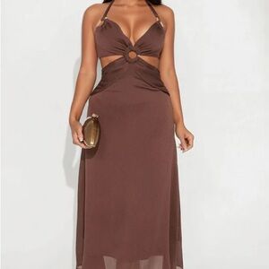 fashion nova halter maxi dress with cutouts